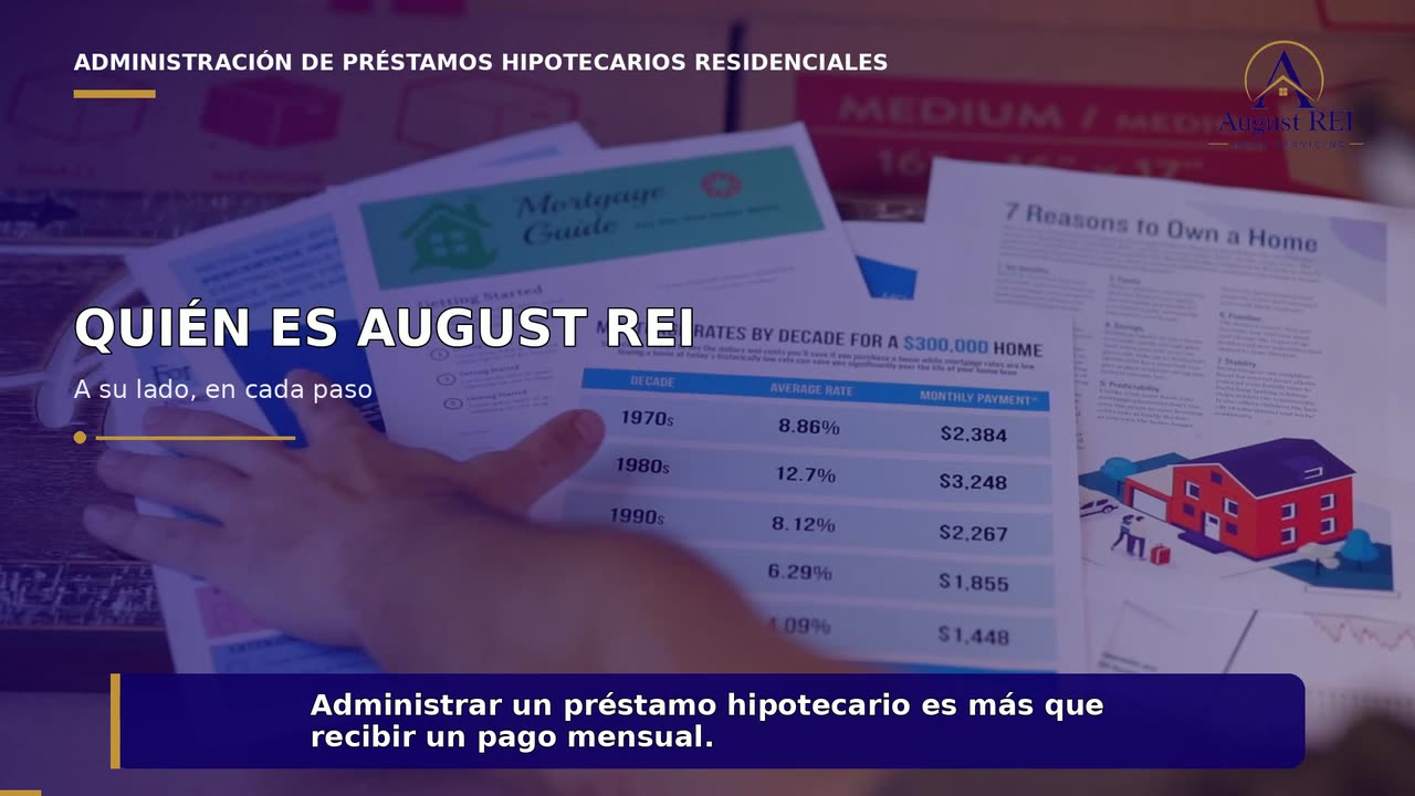 Tarjeta de título que dice “Quién es August REI — a su lado, en cada paso.”